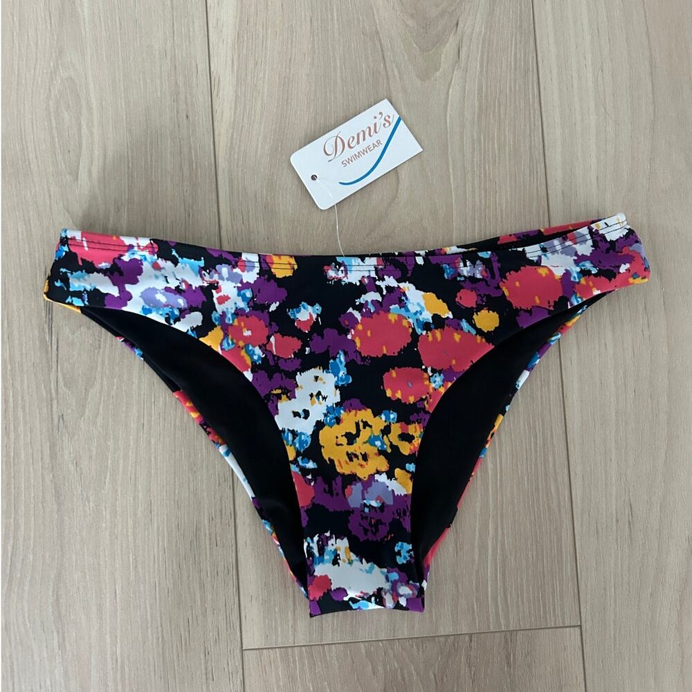 NWT Demi’s Swimwear Women’s Small Bikini Bottom – Colorful Floral Pattern